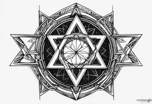 Band tool heptagram on elbow tattoo idea