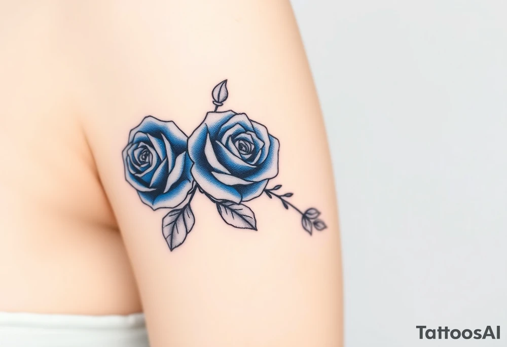 Blue, 2 roses, 2 candles tattoo idea