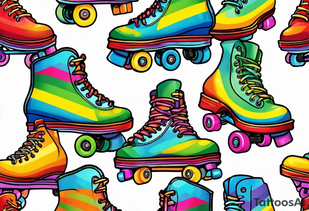 rainbow rollerskates tattoo idea