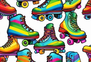 rainbow rollerskates tattoo idea