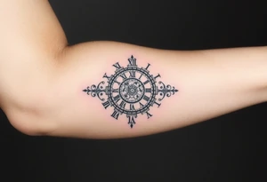 vintage roman numerals within ornate clockwork mechanism tattoo idea