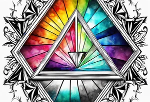 triangle prism glass dispersing a single ray into colorful rays tattoo idea
