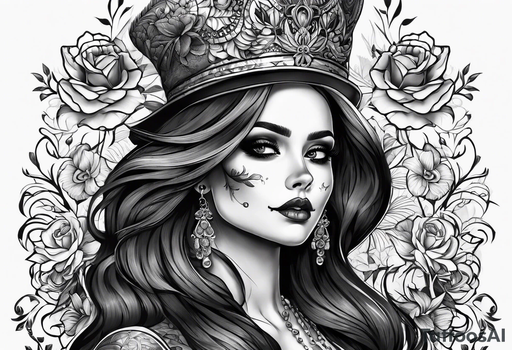 lady skeleton tattoo idea
