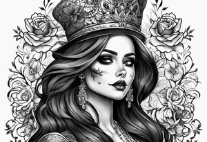 lady skeleton tattoo idea