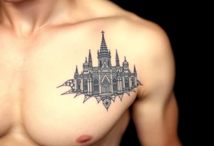 I universe in the shape of a Gothic cathedral tattoo idea