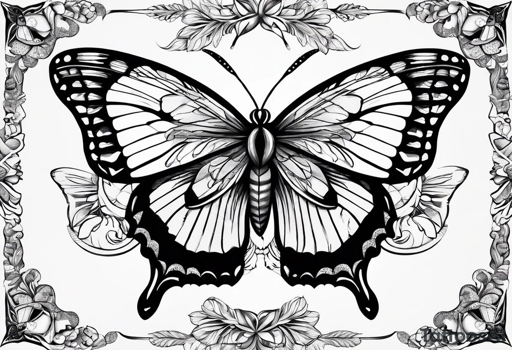 Borboleta com um coração de chama tattoo idea Borboleta com um coração de chama tattoo idea