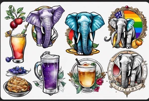 Libra, Massachusetts, elephant, pride colors, music, food tattoo idea