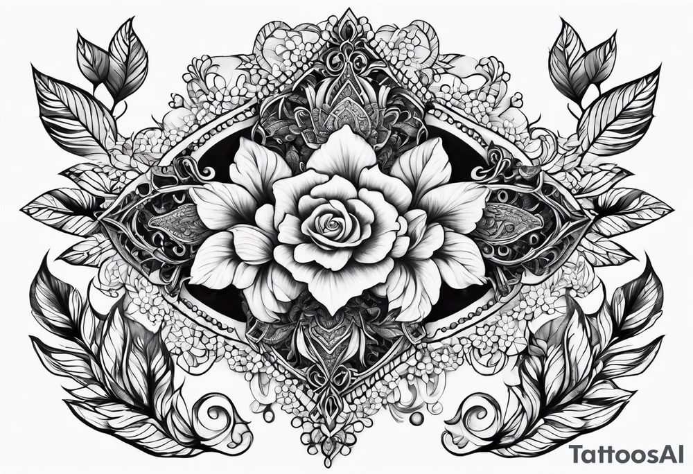 lace sternum tattoo idea