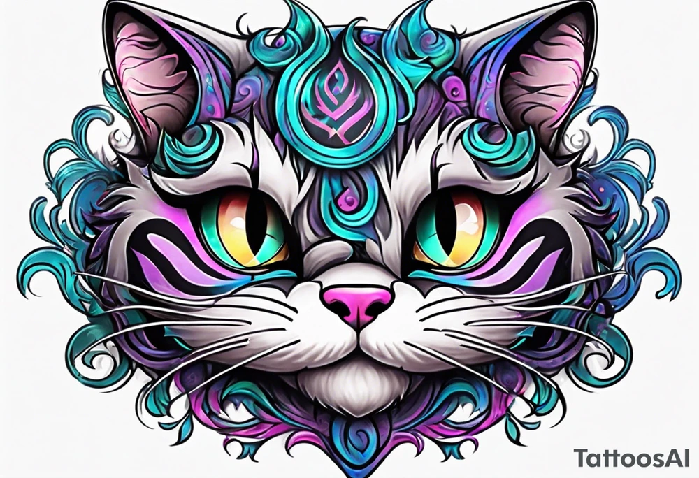 small Cheshire Cat full body tattoo idea