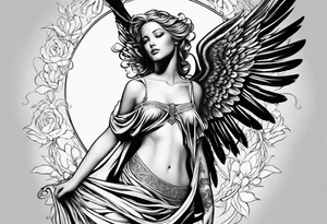 Angel with name Leah tattoo idea