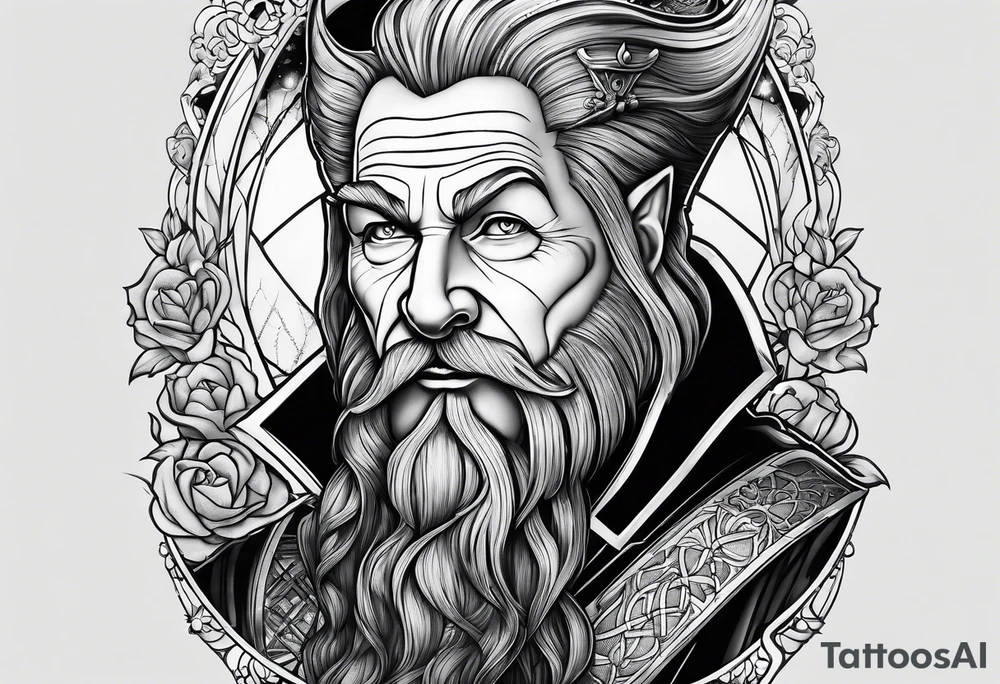 full arm sleeve very dark wizard of oz tattoo idea