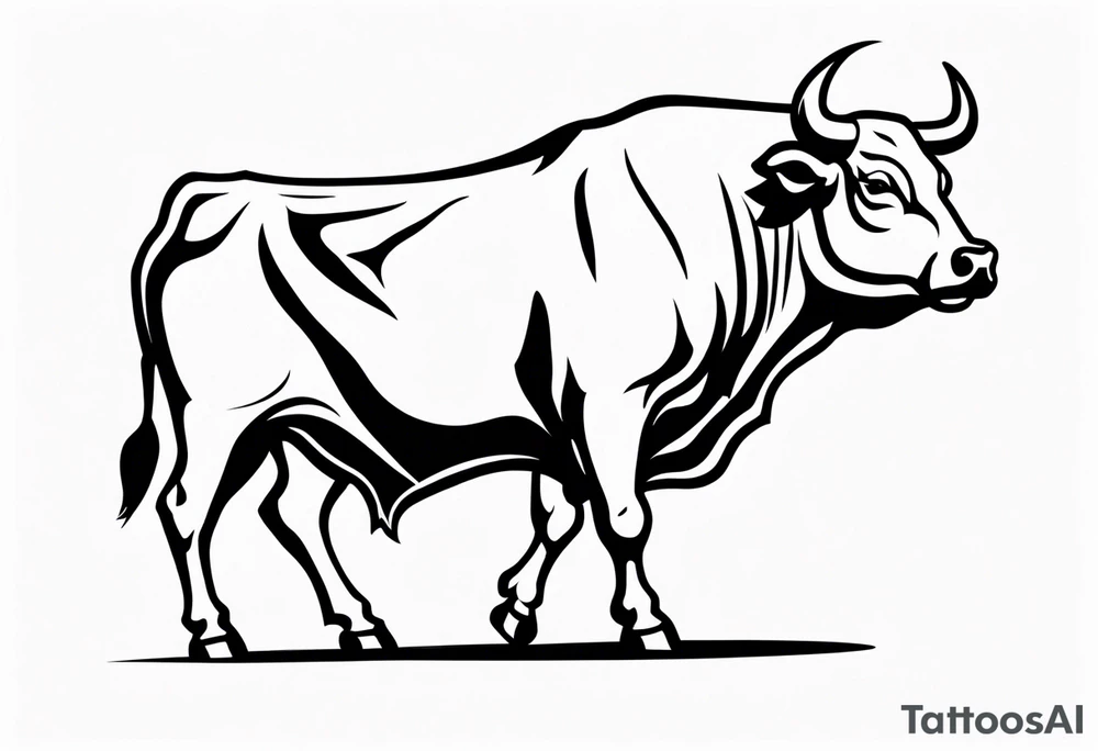 back of wallstreet bull with balls between legs tattoo idea