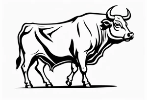 back of wallstreet bull with balls between legs tattoo idea