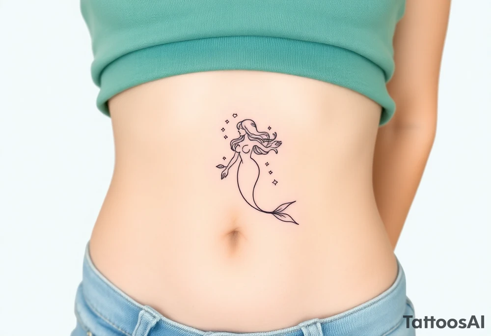 Mermaid light grainy tattoo idea