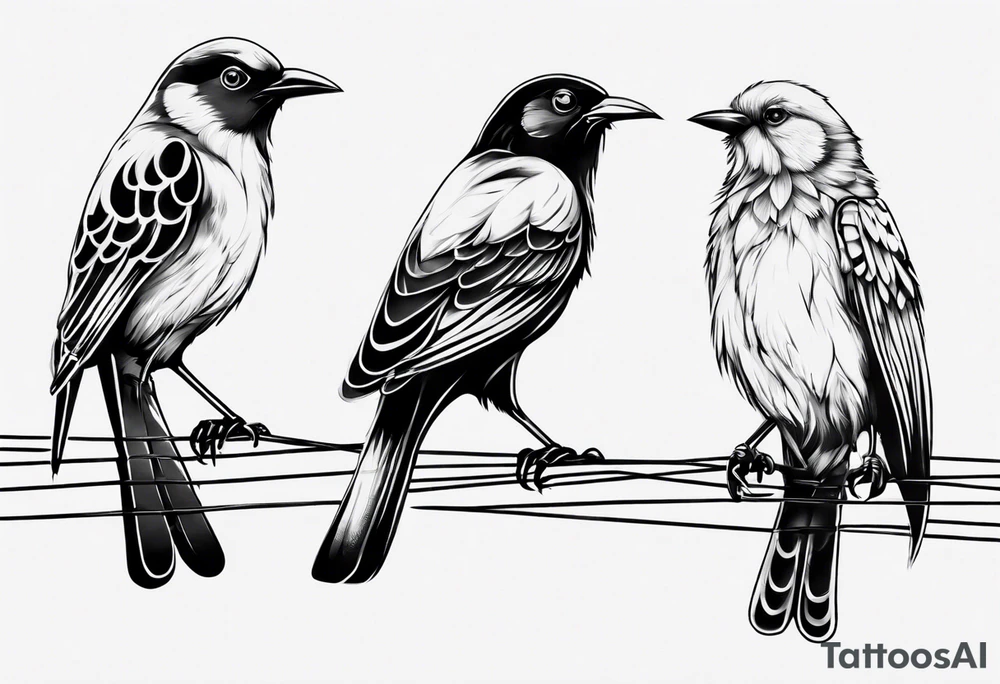 Three birds on a wire tattoo idea