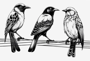 Three birds on a wire tattoo idea