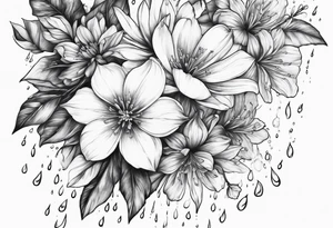 Lightning rain into flowers tattoo idea