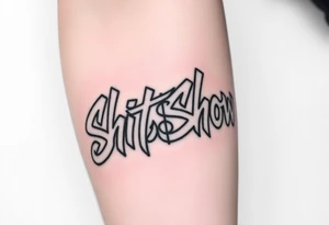 “Shit Show” Graffiti styled lettering using a dollar sign as one of the letters tattoo idea