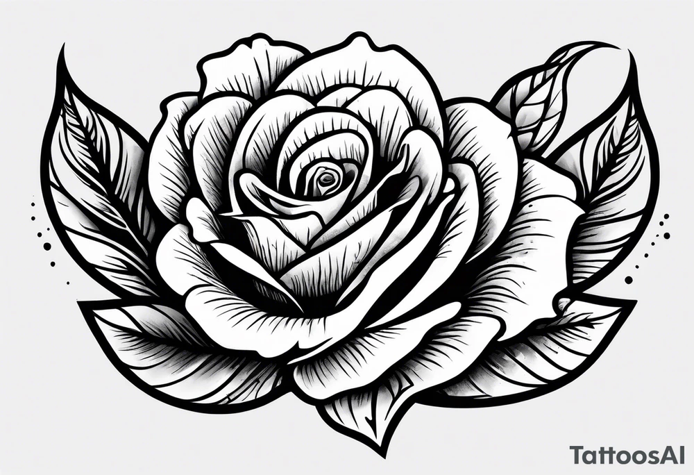 A black tattoo with a rose growing out of a gun bullet tattoo idea