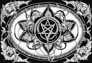 9 circles of baphomet hell dark, gloomy, brutal. Merged into one. tattoo idea