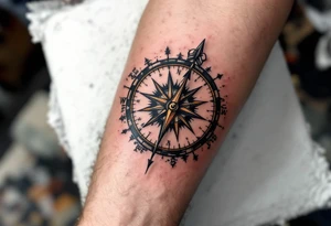 rustic compass/clock with a native american arrow going thru it and say "True North" tattoo idea