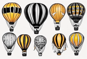 hot air balloon, colours black and orangey yellow tattoo idea