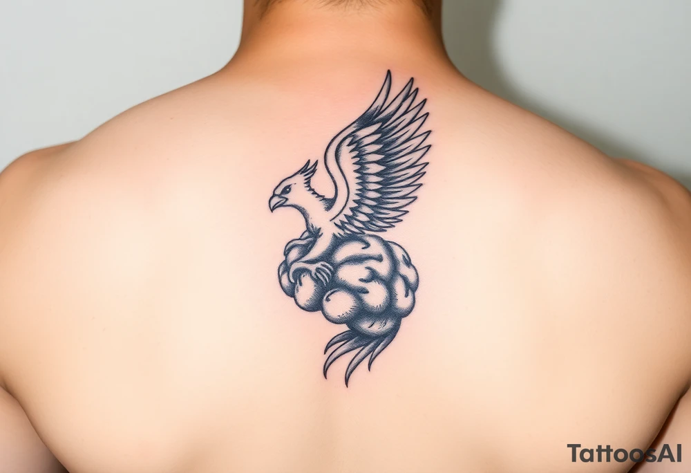 A phoenix rising out of a brain tattoo idea