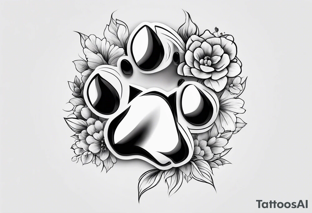 Paw print made with flowers tattoo idea