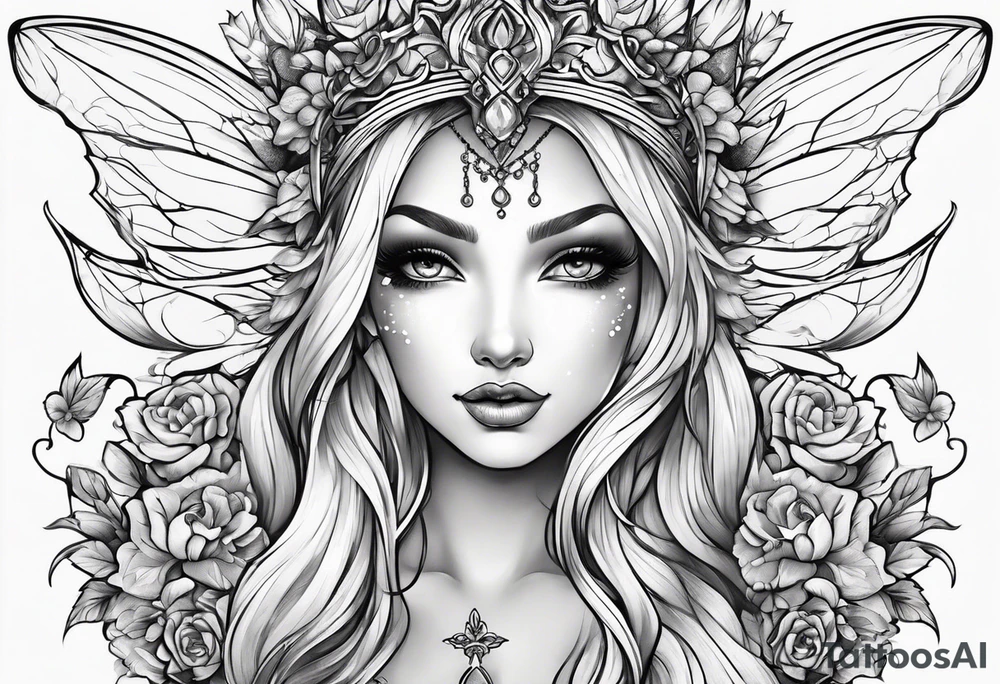 Full body small fairy mythical tattoo idea