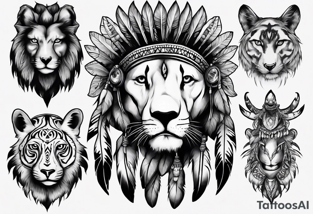 indian theme animals realism tattoo idea