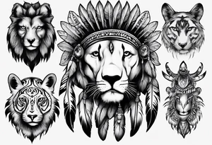 indian theme animals realism tattoo idea