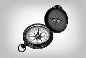 pocket compass opened with signature engraving on the top half inside tattoo idea