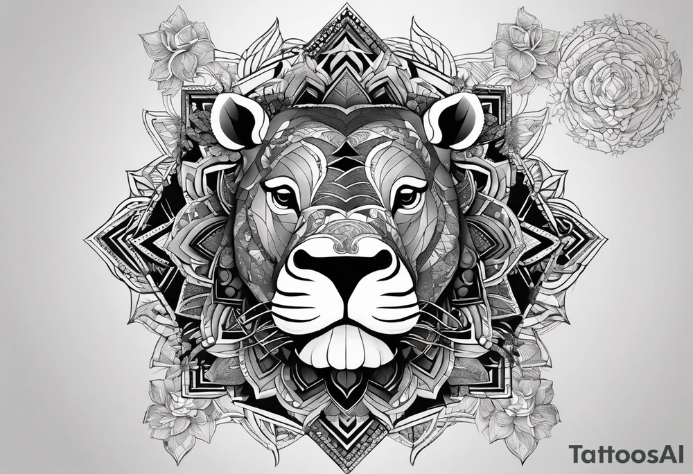 Very asymmetrical, +geometric pattern, with realistic full moon, with hippo,+tribal, +geometric, +inkart , +blackwork, +grey scale, + sketch
with wintersweet flower bud, +inkart touch, +for men, detailed , combined favourite , tattoo idea