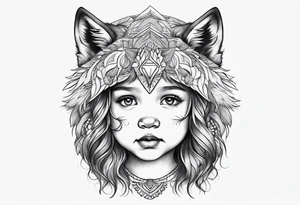 Toddler girl with wolf face tattoo idea