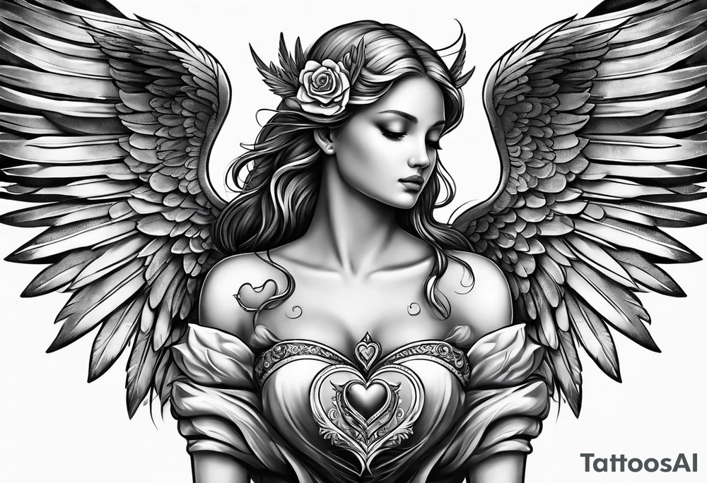 small angel with wings and heart on hands tattoo idea small angel with wings and heart on hands tattoo idea