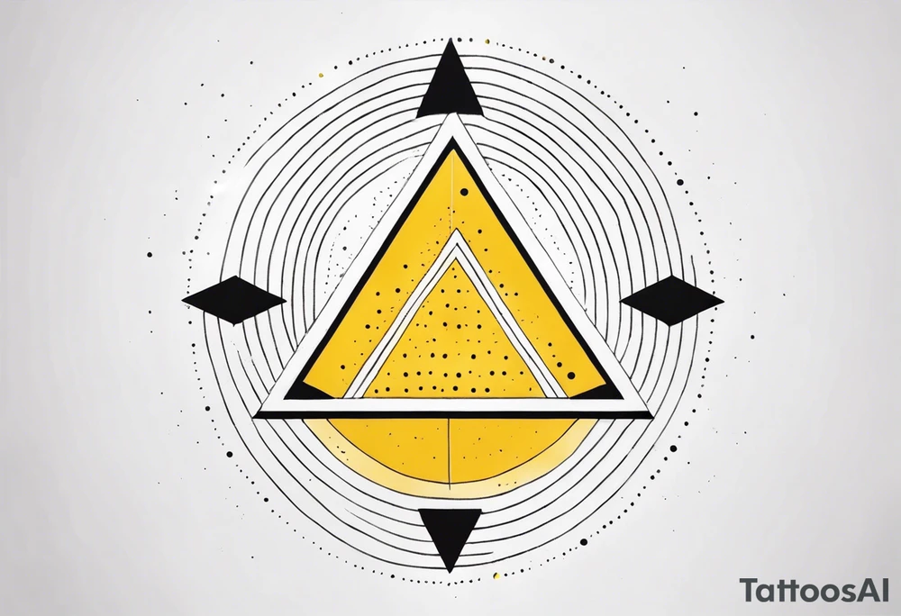simple sunshine made of black dots with triangles and circles tattoo idea