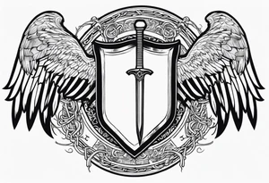 Valhalla sword  fire chains shield wings tattoo idea