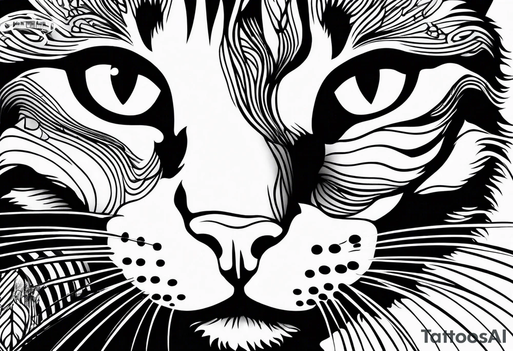 right side profile of a cat face tattoo idea