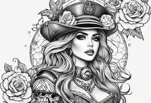 full sleeve skeleton sailor mermaid outline mechanical nautical tattoo idea