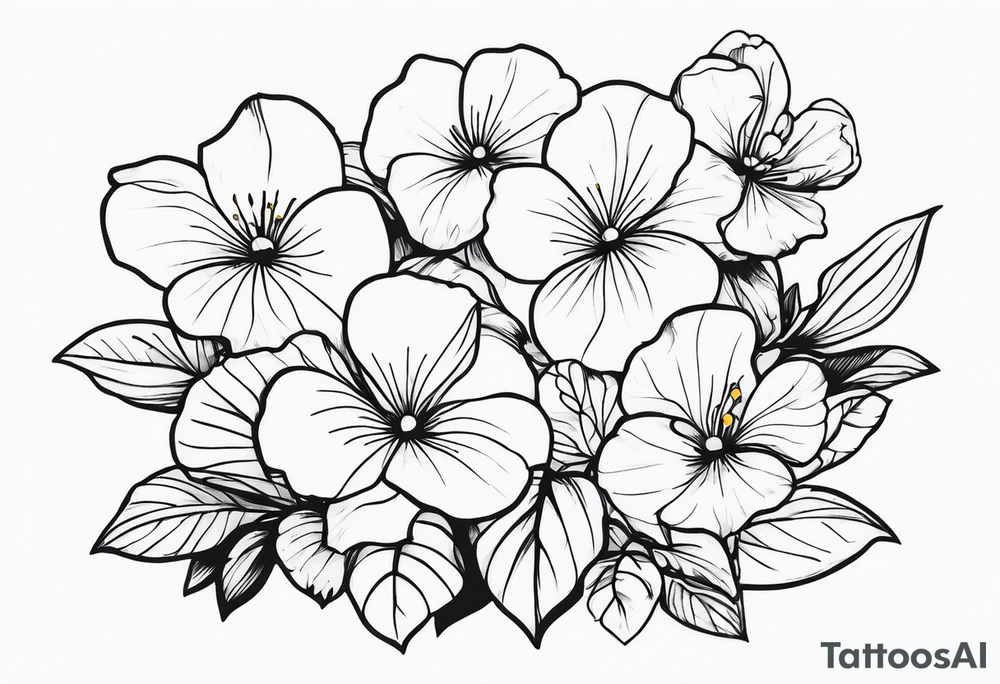 minimalistic flower bouquet of violets tattoo idea