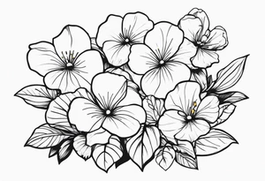 minimalistic flower bouquet of violets tattoo idea