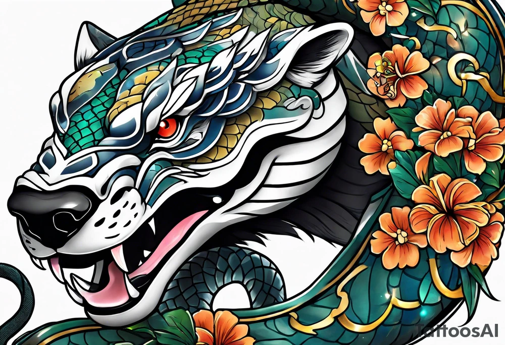 Snake wrapped around bear tattoo idea