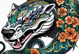 Snake wrapped around bear tattoo idea