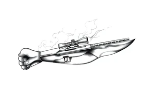 2d sniper crosshairs with smoke in background tattoo idea