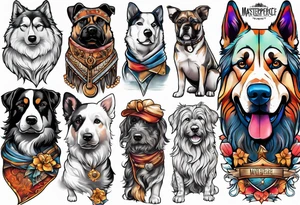Dog outdoor theme arm sleeve tattoo idea