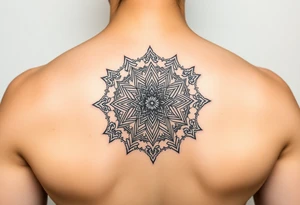 intricate mandala with sacred geometry and cosmic elements tattoo idea