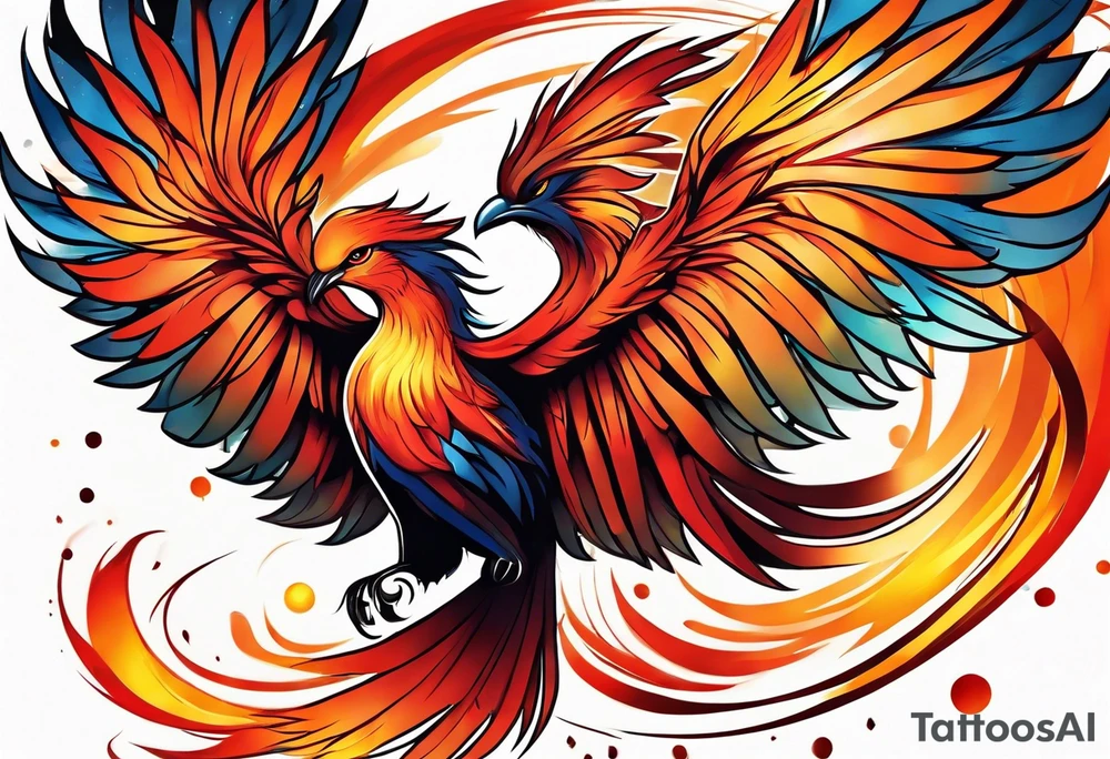 little pheonix in fire tattoo idea