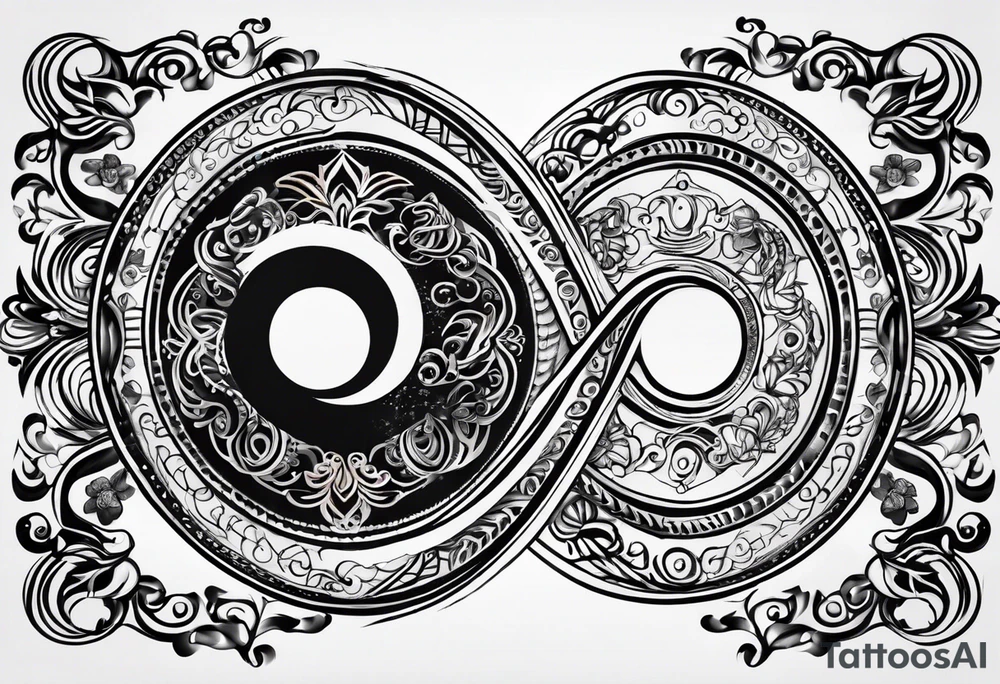 infinity symbol mixed with ying yang symbol, make it simple, no backgrounds only lines tattoo idea