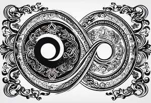 infinity symbol mixed with ying yang symbol, make it simple, no backgrounds only lines tattoo idea