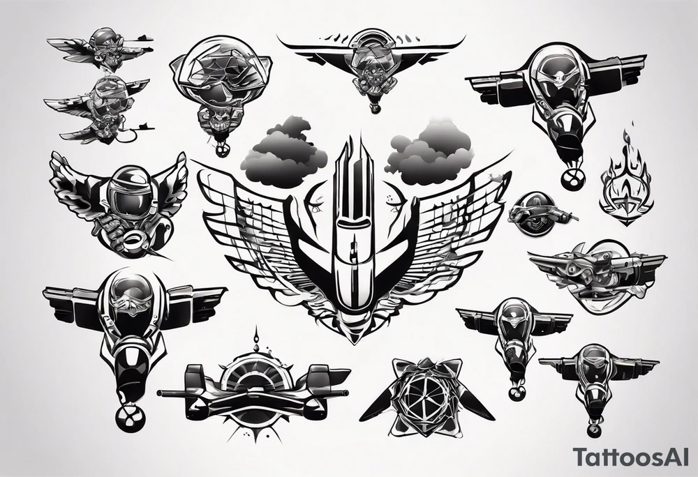 skydiving, shooting guns tattoo idea